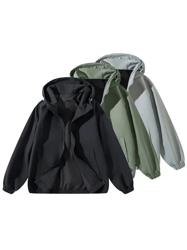 Zip Up Hoodie Men's Vintage Washed Polyester