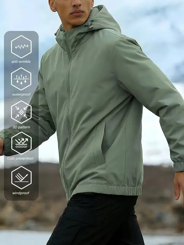 Zip Up Hoodie Men's Vintage Washed Polyester